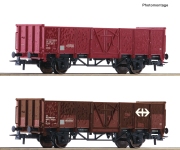 Roco 77034 - H0 - 2-tlg. Set Offene Güterwagen EUROP, SBB, Ep. III
